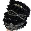 Rhinestone Black Hairband Cloth Wrinkle Headband Luxury Women Hair Hoop  Daily