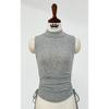 Women's Sporty Style Sleeveless Tight T-Shirt with Ruffled Base Layer, Half-High Neck, Thin and Slightly See-Through