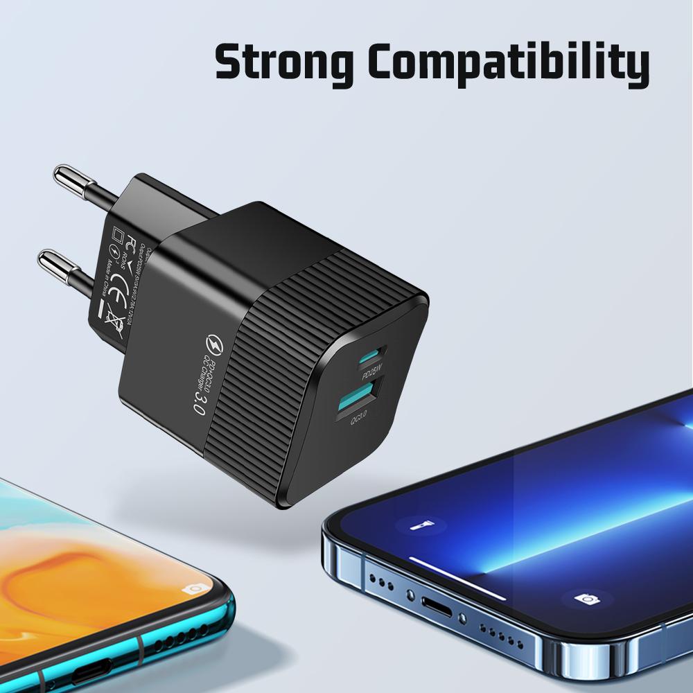 2 Ports PD 25W USB C Fast Charger KR EU US Mini Travel Plug Phone Fast Charging Adapter for iPhone 15 Pro Max Oneplus