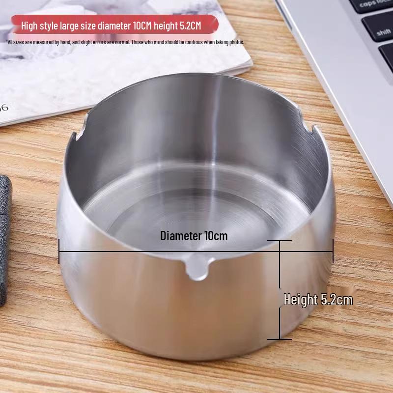High-End Stainless Steel Ashtray - Modern, Anti-Fly Design for Home or Office