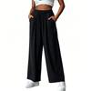 Womens High-Waisted Wide Leg Pants With Drawstring Waist Loose Fit Casual Trousers 2026