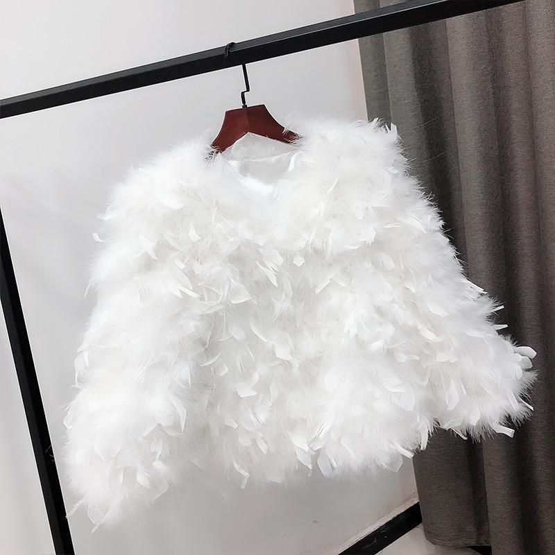 

Ostrich fur jacket encrypted cotton turkey fur short top autumn and winter thickened fluff M