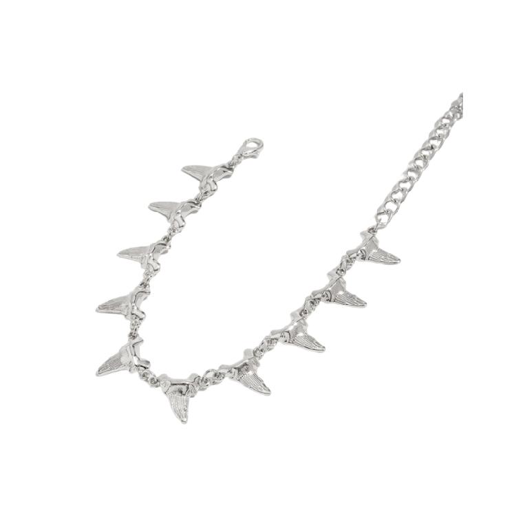 Contemporary Shark Tooth Necklace Bracelet Alloy Jewelry Gold Silver Wrist Bangle Neckwear For Men Women Trendy Look