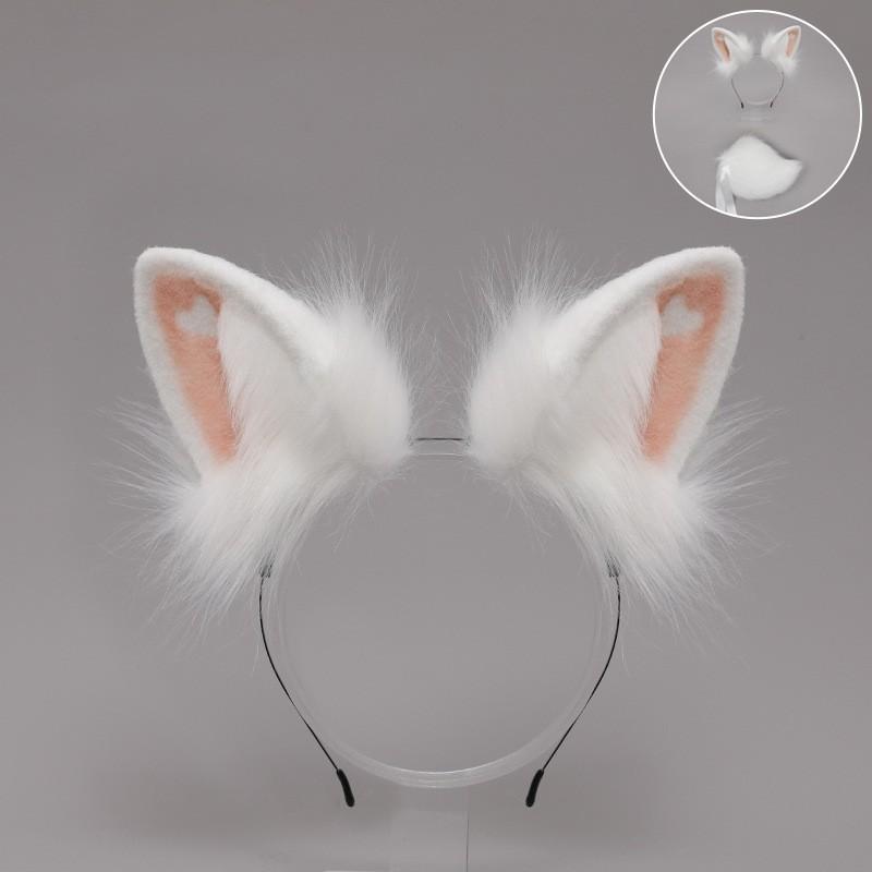 Plush Rabbit Ears Headband Tail Set Cosplay Anime Convention Cute Kawaii Costume Accessory