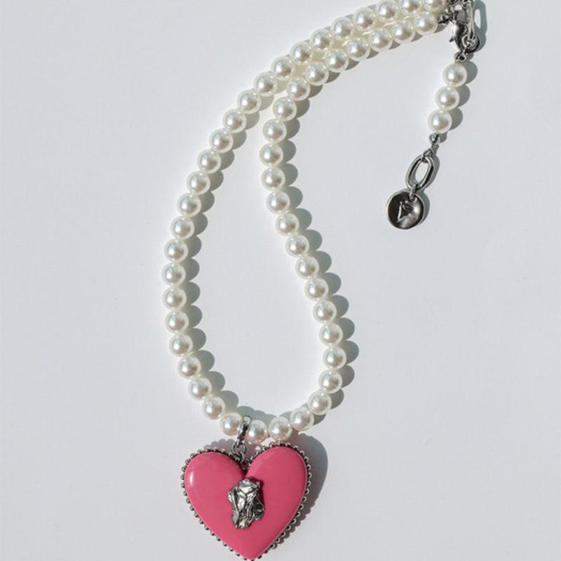 VERRYTASTE Heart Pendant Pearl Necklace - Pink