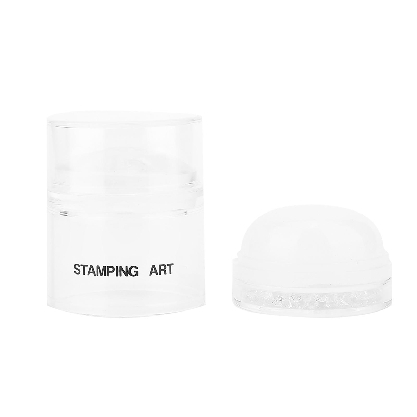 

Набор штампов и скребков для нейл-арта, силиконовая головка, инструмент для маникюра с колпачком(Прозрачный штамп )