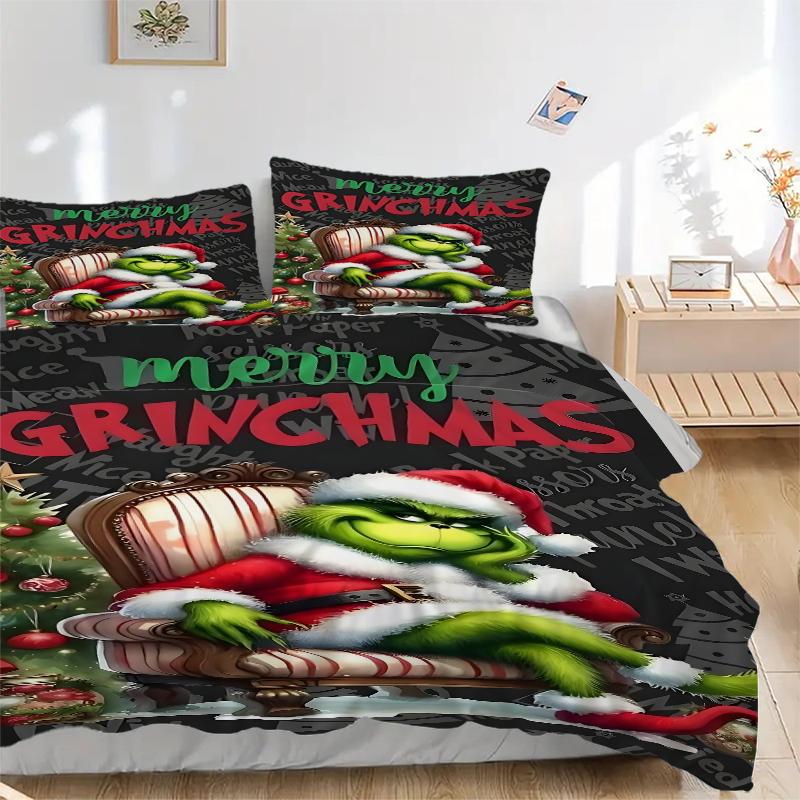 3ks Grinch Vánoční Oslava Povlečení Pro Všechny Velikosti Nové 3D Tištěný Přehoz na Postel Přikrývka Povlak na Peřinu Povlak na Polštář Dekorace Ložnice