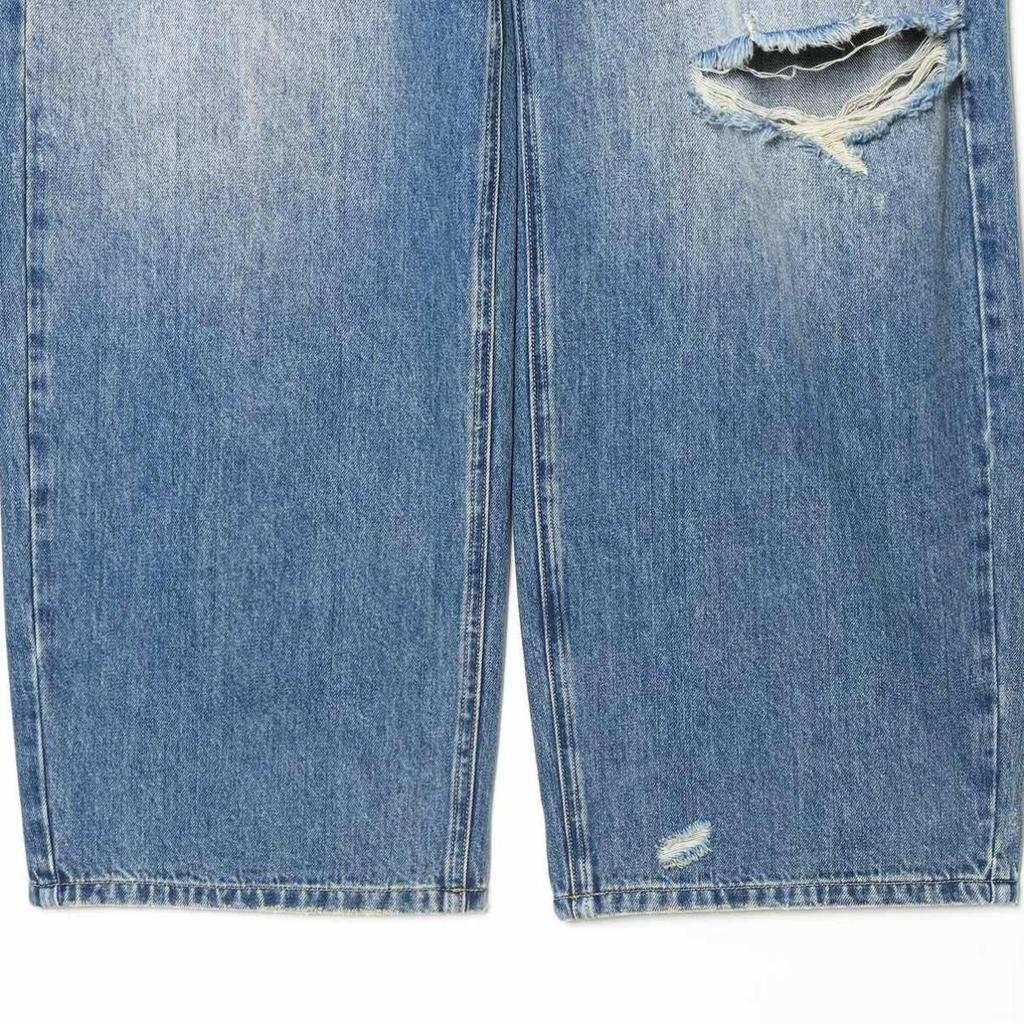 VIONA Damen Retro 90er Low Rise Weite Beine Jeans Gemütlich Hellblau Zerrissen Used Denim Hose Stylisches Mädchen Y2k Pendler Streetwear