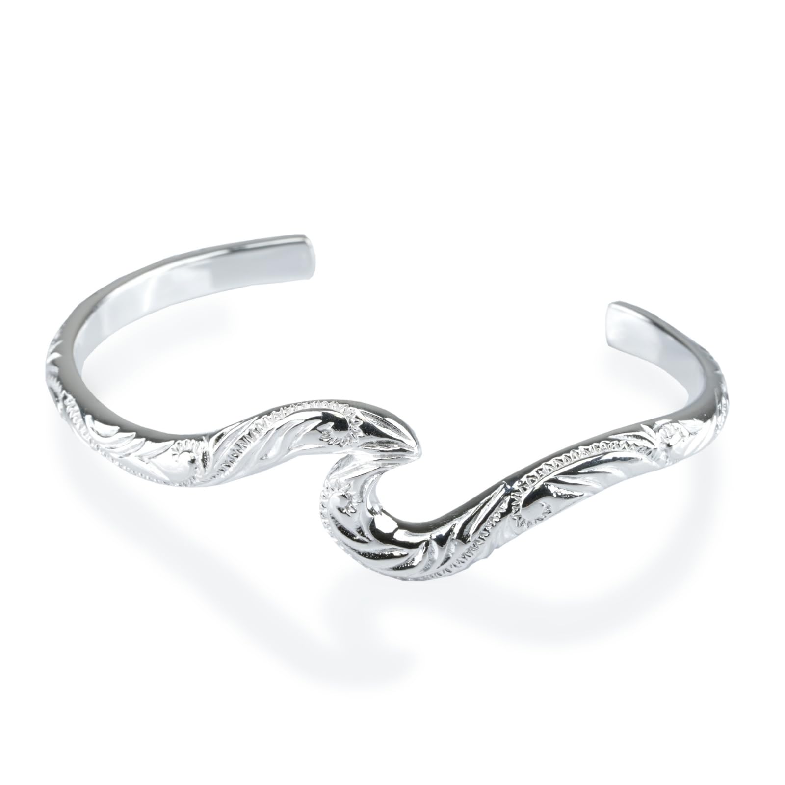 

sv925 Silver Bangle Bracelet Hawaiian Scroll Wave Naru Wave Sterling Silver Size Adjustable [EPIC BOLEN] Men s (Light)