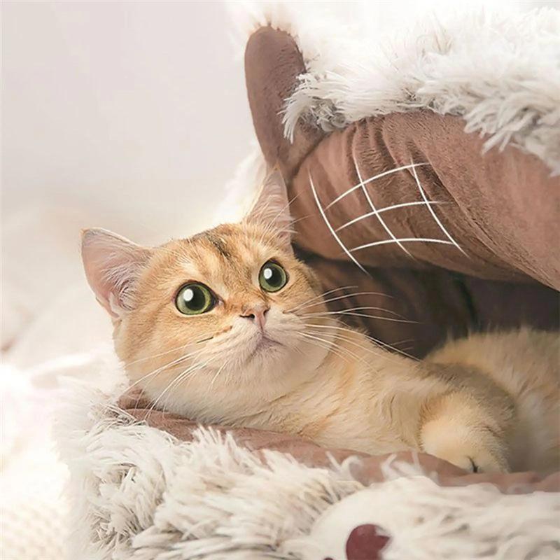 Cat Bed Cave Covered For Winter Animal Kitten Puppy Small Dog Bed Warm Anti-Slip Nest Pet Supplies Balcony