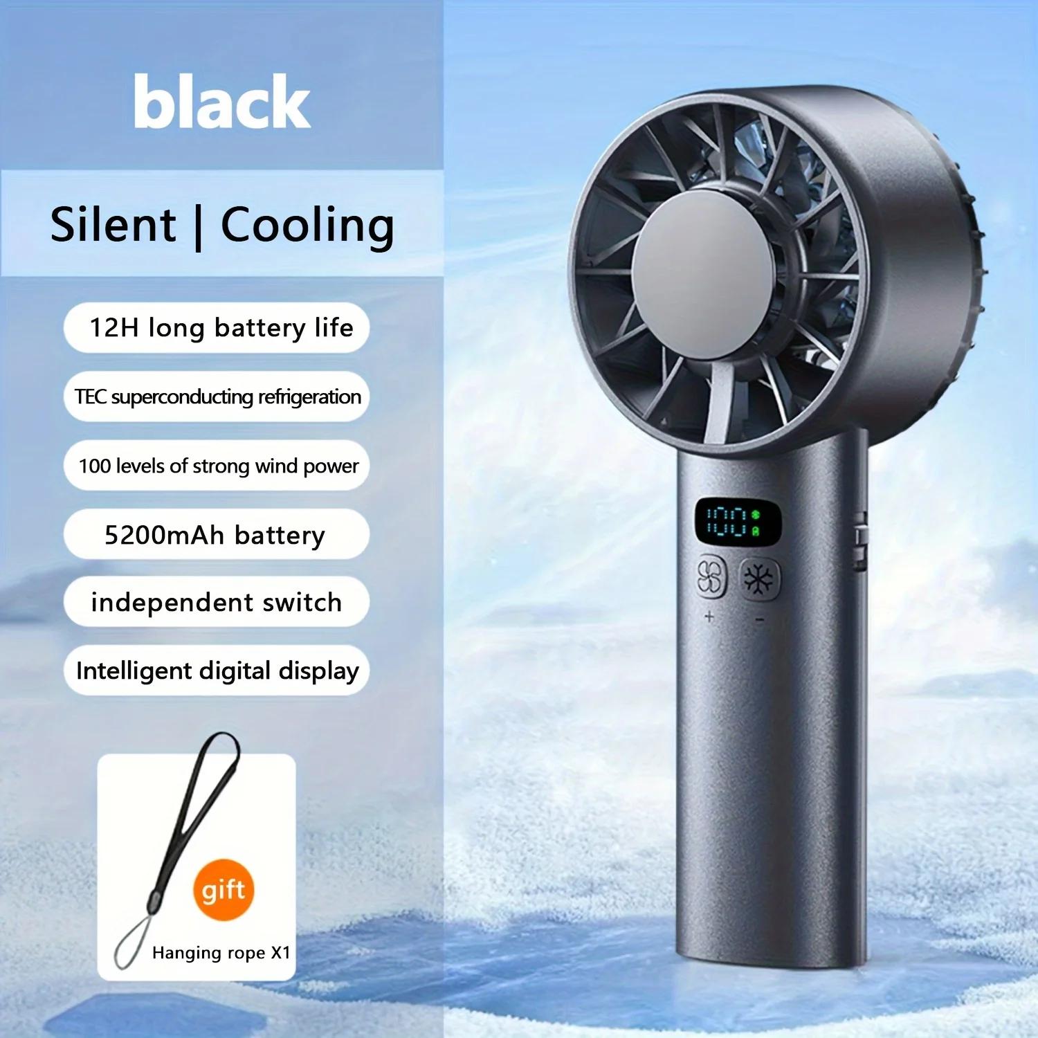 

New Mini Fan Air Cooling Handheld Ice Compress Silent Operation Fan100 Speed Adjustable Portable High-Speed Fan USB Charging