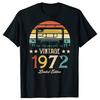 Summer Vintage 1972 Retro Cassette 54th Birthday 54 Years Old Short Sleeve Cotton Graphic T Shirts Tees Tops Streetwear Men