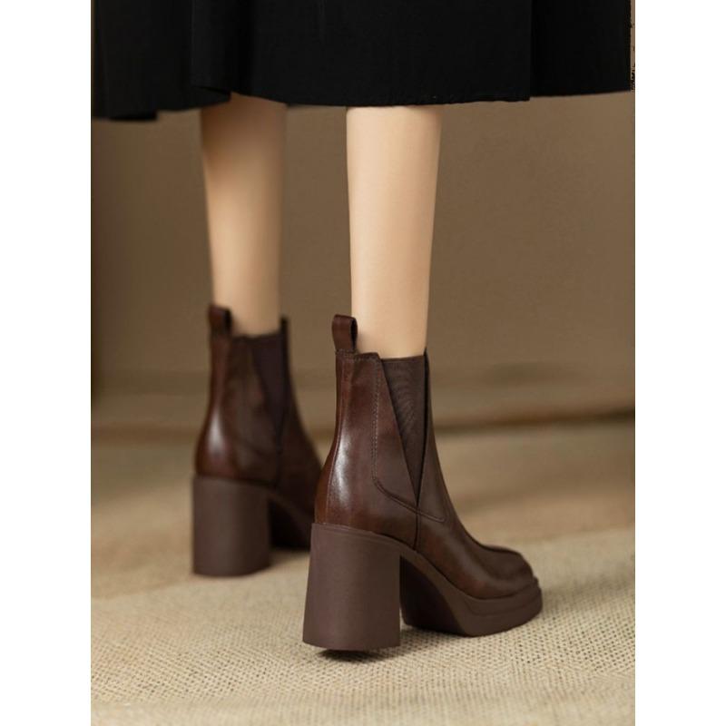 New Style High-heeled Shoes, Thick-soled Boots, Women's Shoes, Short Boots, Autumn-winter Shoes