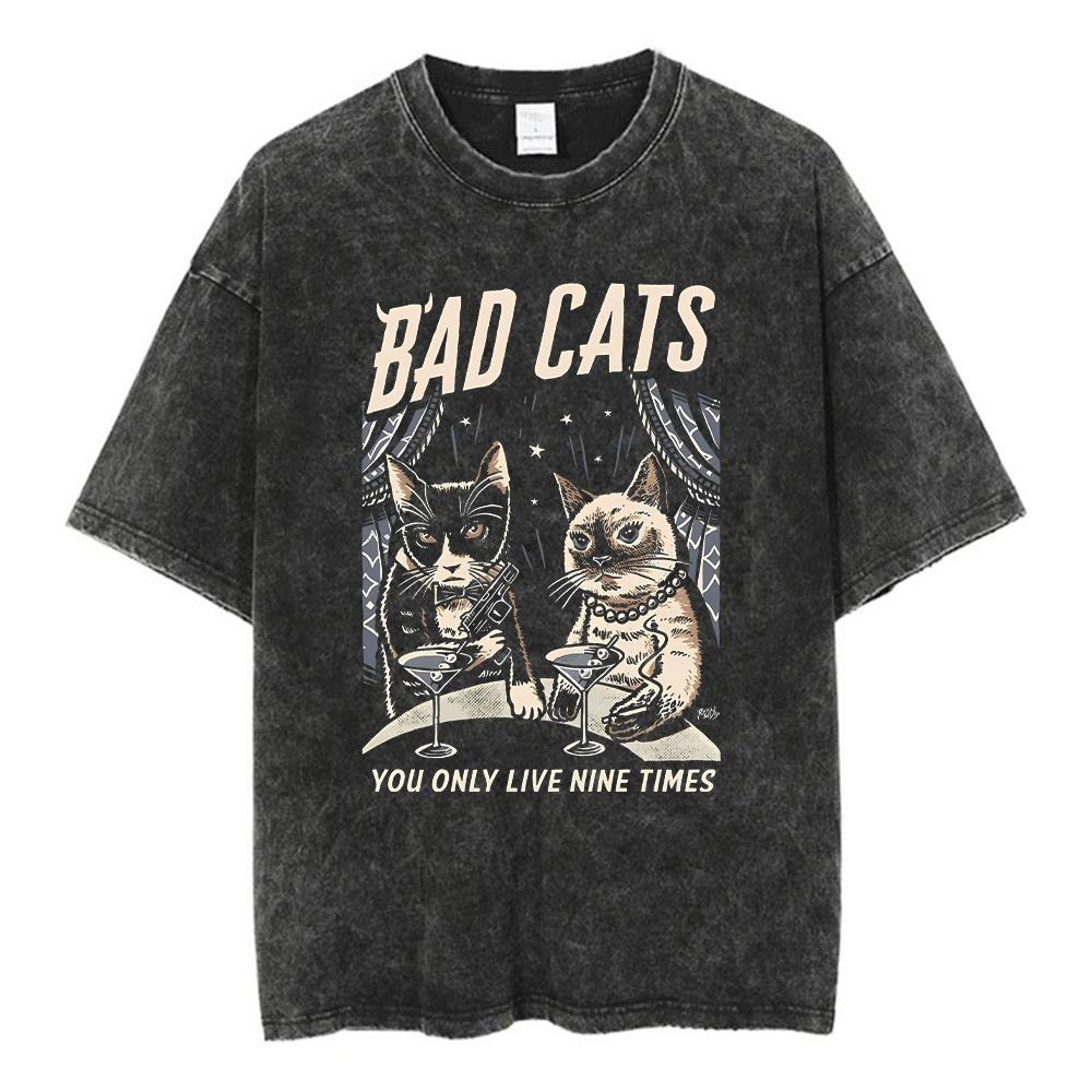 Animal Printed T Shirt Men Retro Washed 100% Cotton Tops Tees Harajuku Tshirt Streetwear Male Acid T-shirts Unisex