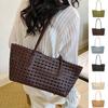 Fashion Leather Woven Tote Bag Large Capacity Beach Handbag Fashion Grocery Bag Summer