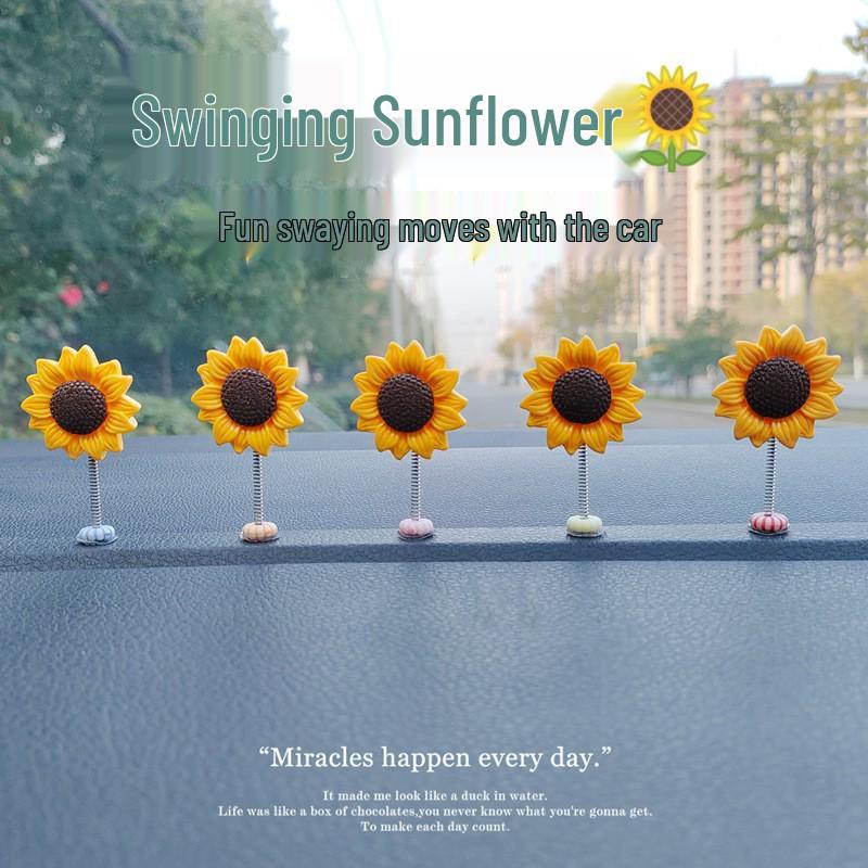 2024 Kreatives Sonnenblumen-Autodekor - Wackelkopfdach-Design im Stil von Internet-Berühmtheiten auf Douyin