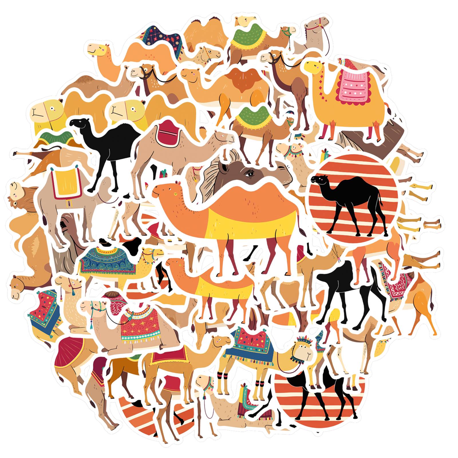 

35pcs Playful Animals Stickers Cartoon Camel Animal Stickers Funny Stickers For Guitar DIY Skateboard Laptop Luggage Decor DIY