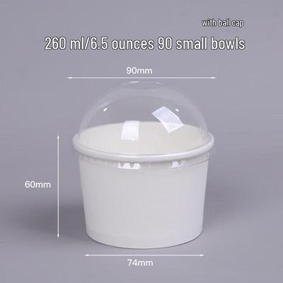 Zhuchuang Jingpin Weiße Eiscreme- und Gewürz-Papierschalen mit Kuppeldeckeln