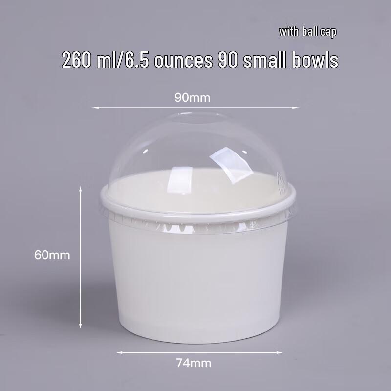 Zhuchuang Jingpin White Ice Cream & Condiment Paper Bowls with Dome Lids