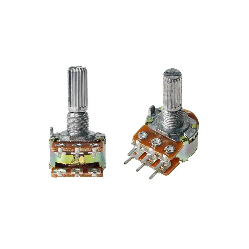 Potentiomètres WH148, arbre de 20mm, avec écrous et rondelles, 6 broches, 10 pièces, potentiomètres linéaires B1K B2K B5K B10K B20K B50K B100K B500K B1M