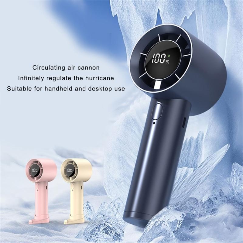 USB Rechargeable Handheld Fan Electric Adjustable Speed Fan 1200mAh Battery Cooling Device with LED Digital Display