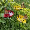 Handcrafted Bee Watering Station Rust-resistant Iron Art Bird Bath Stake Ground Insert Water Dispenser Butterfly Bee Mixer