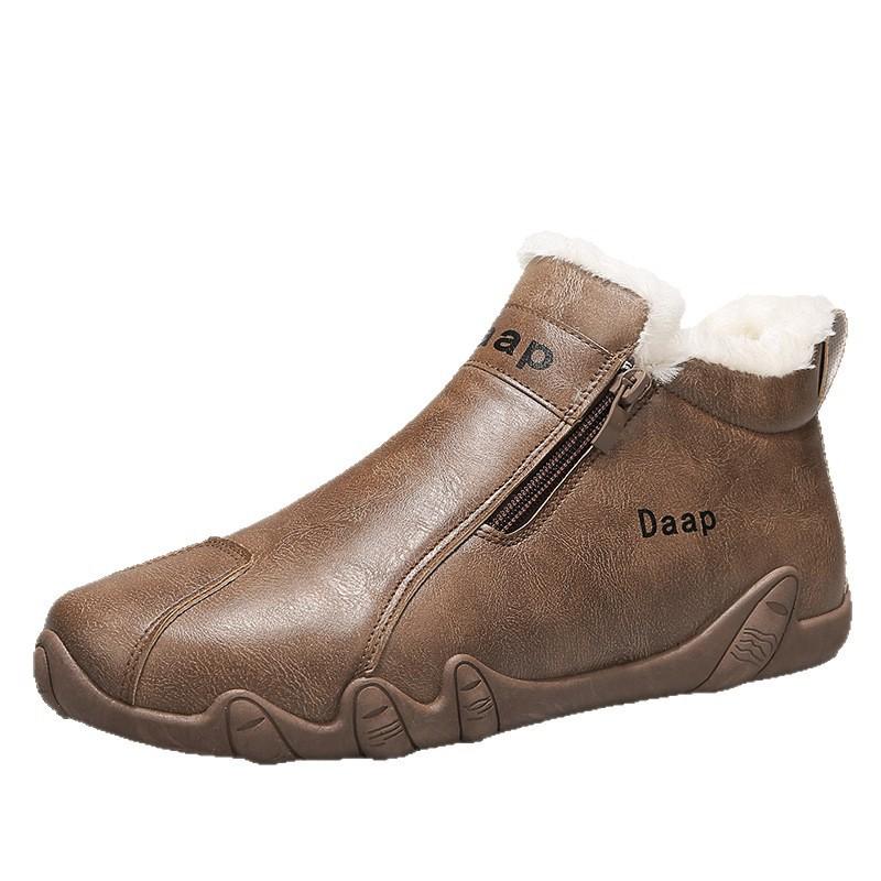 Pánské boty zimní sametové zateplené bavlněné boty pánské protiskluzové severovýchodní pracovní pojištění bavlněné kožené boty středně vysoké neformální martensky