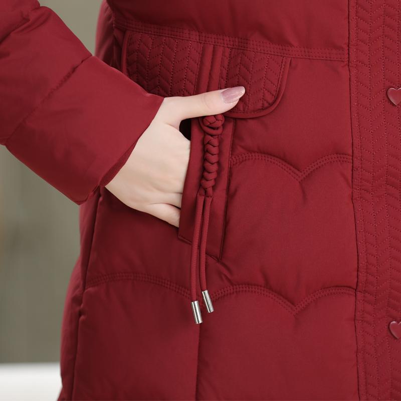 Μεγάλα Μεγέθη XL-5XL Μπουφάν Γυναικών Μέσης Ηλικίας Χειμωνιάτικα Μακριά Παρκά με Κουκούλα Χοντρά Ζεστά Κομψά Γυναικεία Μπουφάν