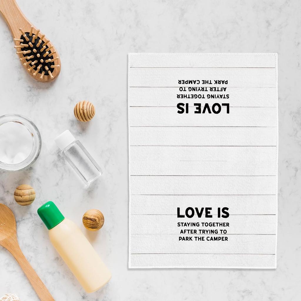 Camping Kitchen Towels, Camping Decor, Camper Towels, Camper Hand Towels, Camper RV Decor, Camper Gifts, Love is Staying Together, 16x24 Inches