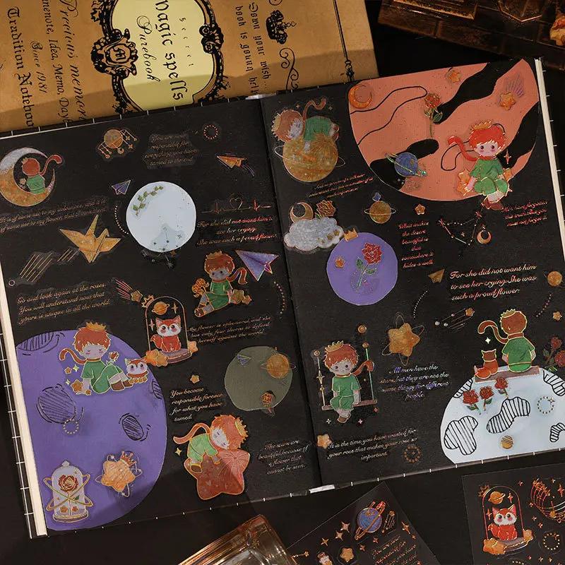 3pcs/set Cute princekin rose Bronzing Sticker Decorative for DIY scrapbooking Journal Photo album decoration materials Stickers