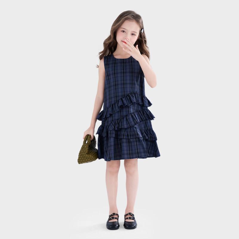 Girl's Plaid Ruffle Sleeveless Dress