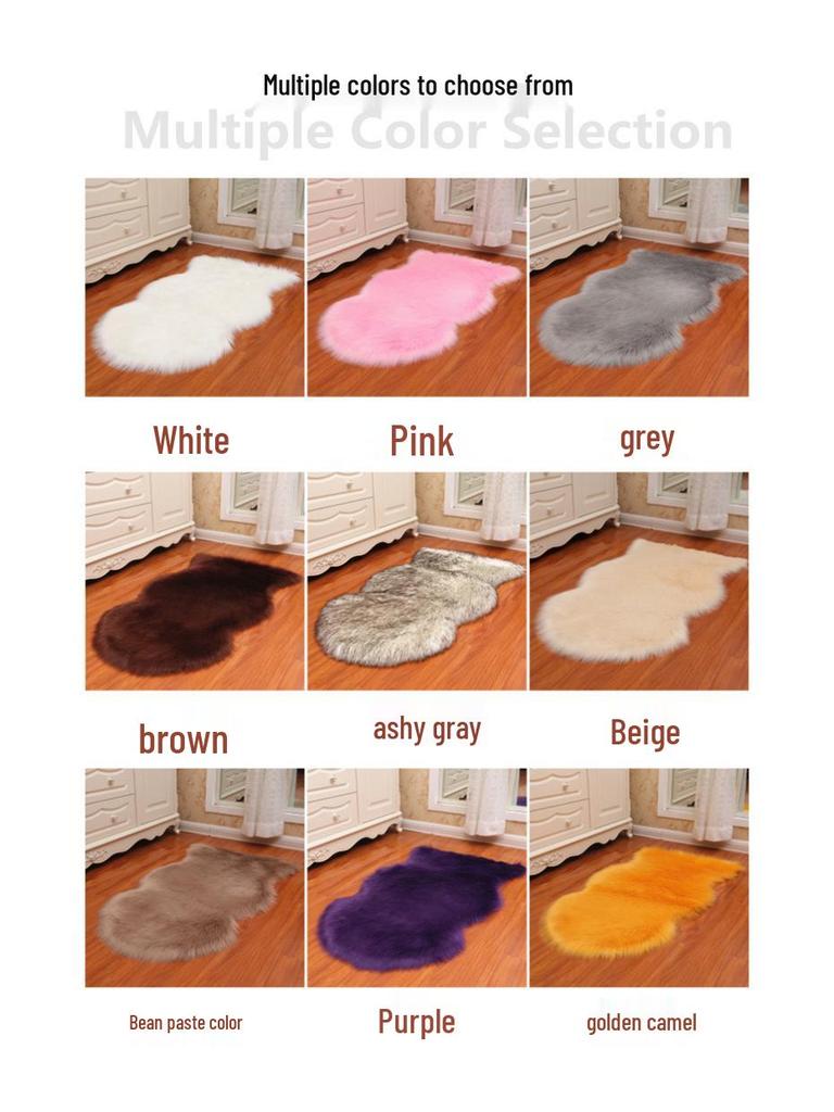 White Fluffy Irregular Plush Bedroom Rug & Sofa Cushion Blanket