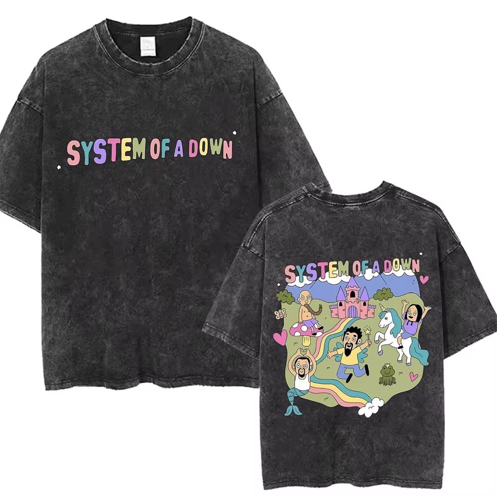 

Washed Vintage System of A Down Chop Suey English Letter Print Tshirts Men Rock Oversized T Shirt s Alternative Metal Tshirt M