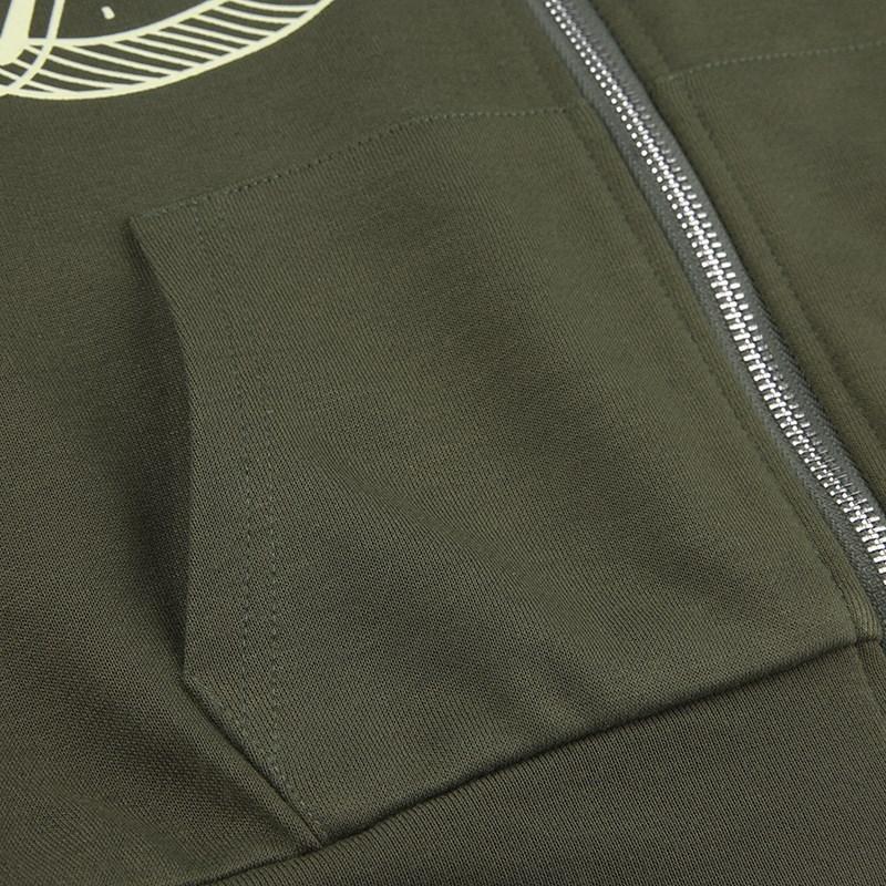 Roupa de Rua Estampa de Letra Estrela Feminina Punk Vintage Verde Zíper Y2K Moletom Curto de Manga Comprida