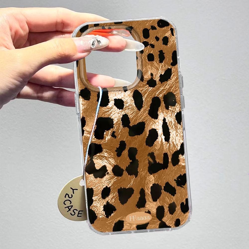 Schwarzes Leopardenmuster Mode INS Handyhülle für iphone 17 Air 16 15 14 13 11 12 Pro Max 7 8 Plus X XS XR SE 2022 2020 16e Hülle