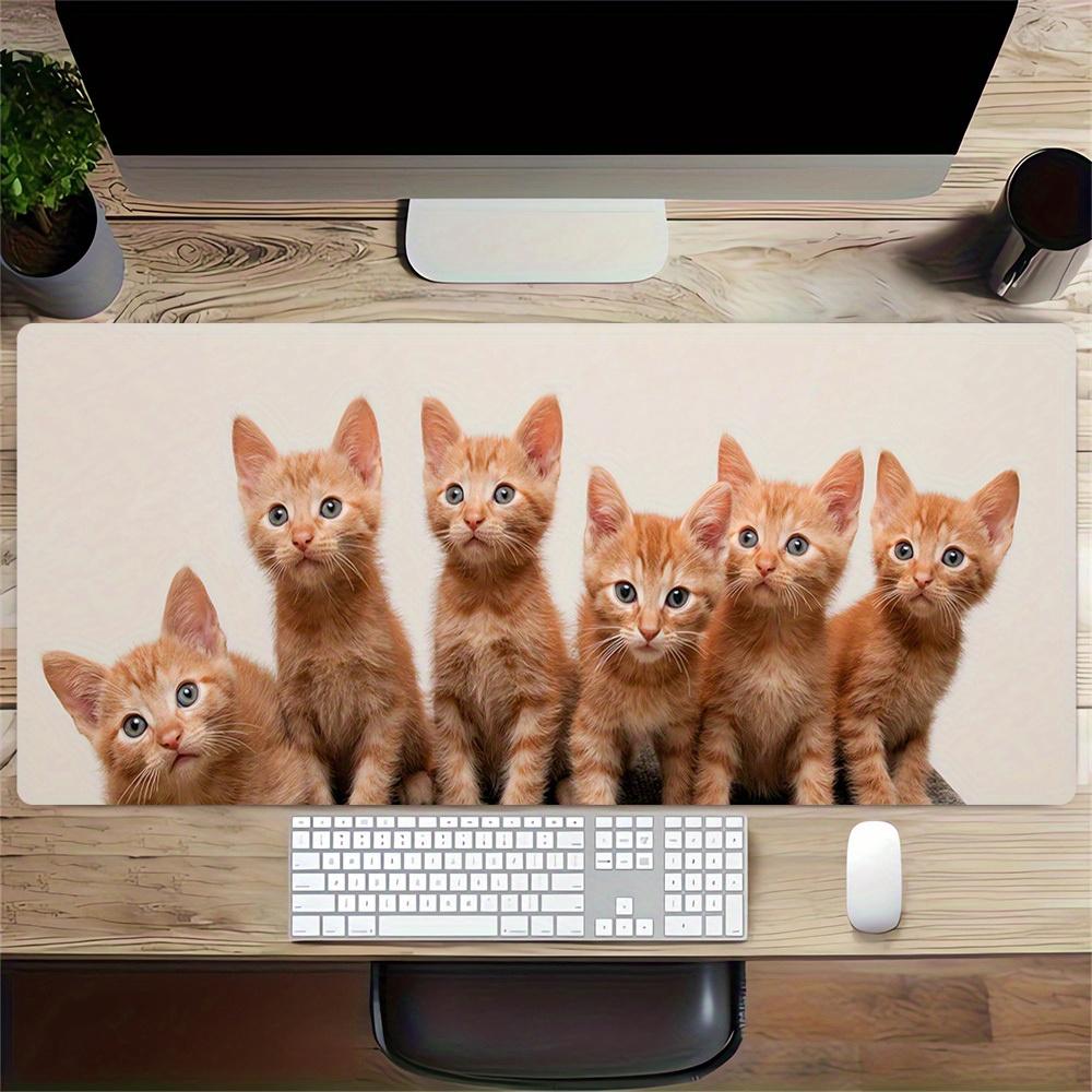 1pc Large Gaming Mouse Pad, UV Reactive Non-Slip Desk Mat, Washable PolyesterCate, Ginger, KittensComputer Pad with Vibrant Game Machine Pri