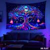 2D Flaches UV Neon Baum Hintergrund Banner - Leuchtende Ornamente & Sternenhimmel Anime Wandteppich, Polyester Foto Hintergrund für Schlafzimmer (Kostenlose Installation)