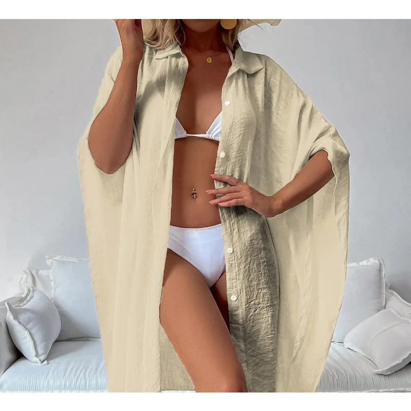 Letní volný kardigan ochrana proti slunci sarong žena bikini zakrytí plavky jednobarevné plážové oblečení zakrytí plavky dámské kimono šaty