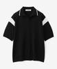BLOND9 Cotton Varsity Open Collar Short Sleeve Knit_Black