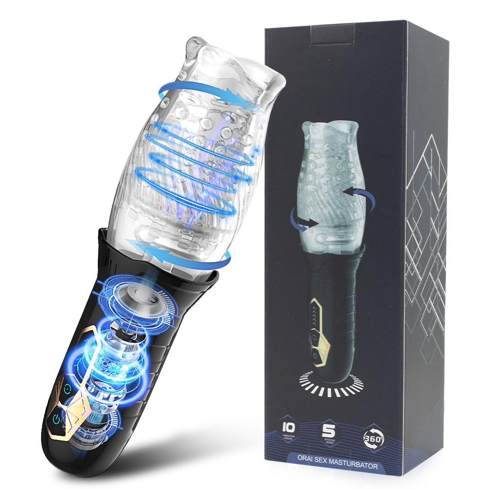 Male Automatic Masturbator Cup 360° Rotating  Penis Blowjob Pussy Stimulator Vagina Real Oral Vibrator Sex Toys for Adults Men