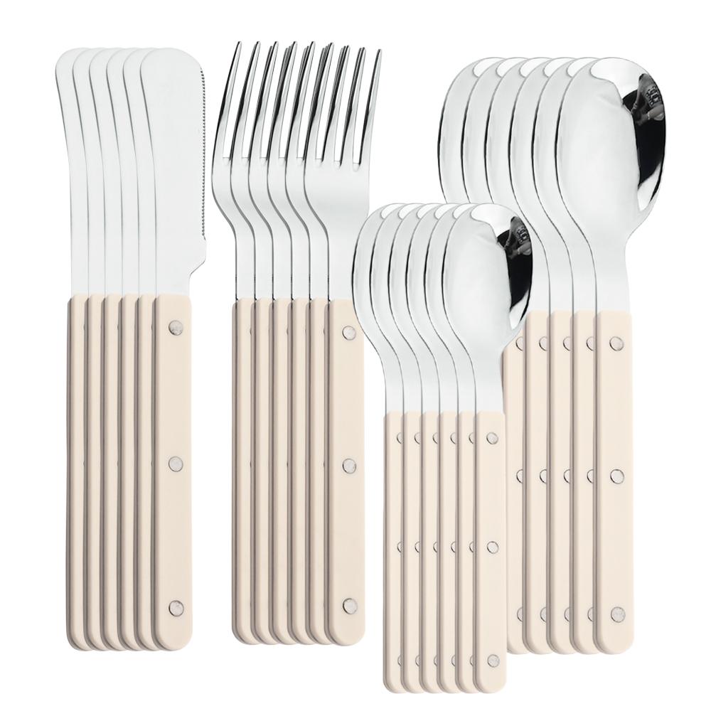 ABS Handle Rivets Decoration Cutlery Set Stainless Steels Dinner Set Green Fork Knife Spoon Western Dinnerware Kitchen Flatware