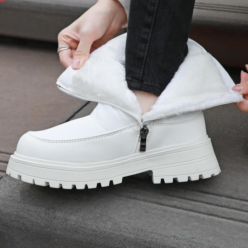 Women's Winter Thickened Padded Waterproof Comfortable Warm Anti Cold Lightweight Hiking Waterproof Non-slip Thick Sole Mid-calf Snow Boots