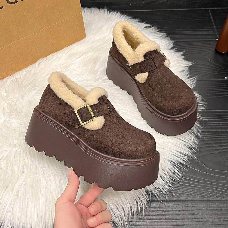 

Женские зимние легкие теплые меховые ботинки на толстой подошве, нескользящие, износостойкие, повседневные кроссовки, хлопковые ботинки 40 кофейный