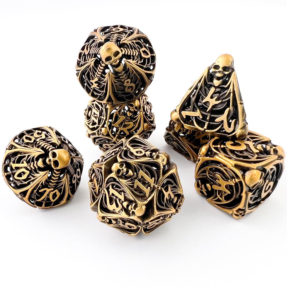 Hollow Metal DND Polyhedral Game Dice Set 7pcs for Table Board Role Playing Game Dice