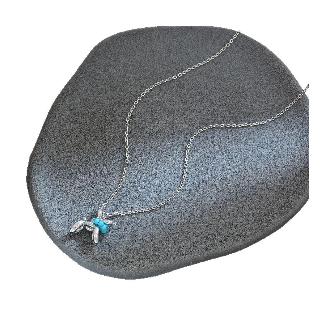 Turquoise Balloon Puppy Necklace Female Niche Light Luxury High Sense Dopamine Cute Collarbone Chain