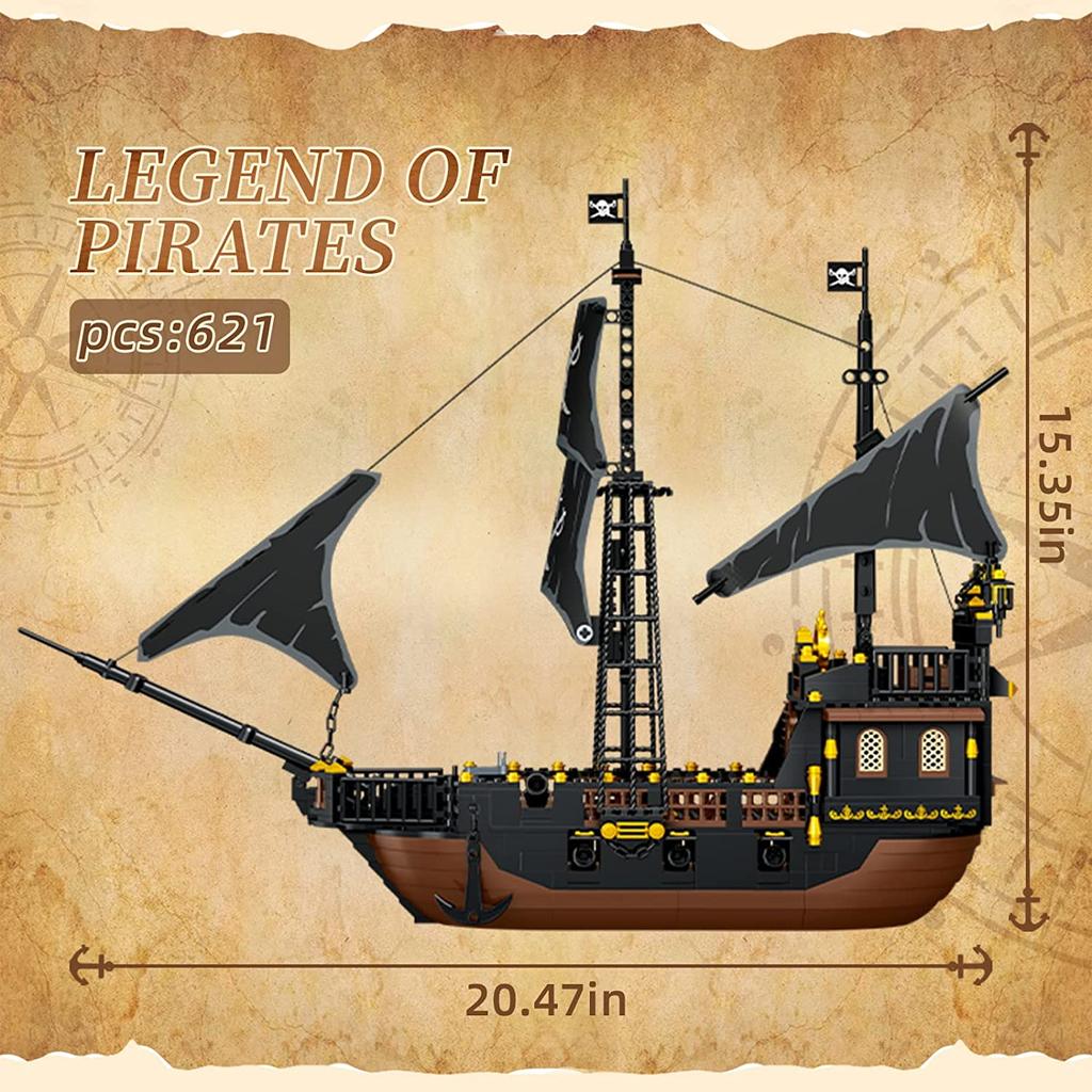 Creative Pirate Ship Adventure Ship Set Building Blocks DIY Luminous Building Blocks Decorative Bricks Boy Toy Gift