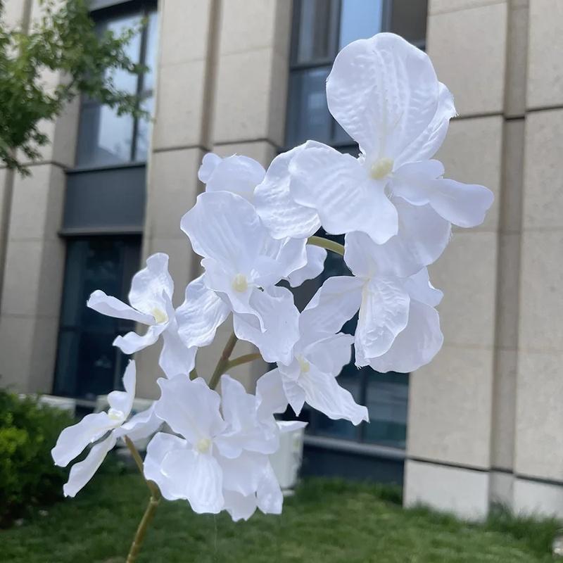 9 Heads Vanda Orchids Artificial Flowers Faux Silk Flowers for Wedding Home Decor Photography Props