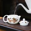 Longfeng Chengxiang Suet Jade Xishi Fengming Pot Boiling Water Discoloration Bubble Teapot Ceramic Kung Fu Tea Set with Gift Box
