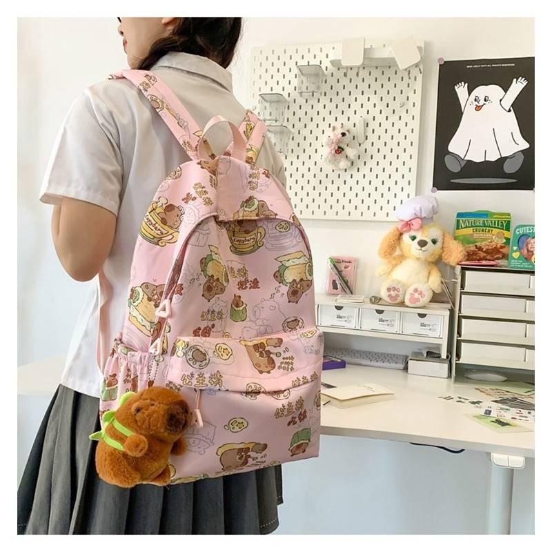 Adorable Nylon Geometric Backpack For Students Breathable And Spacious