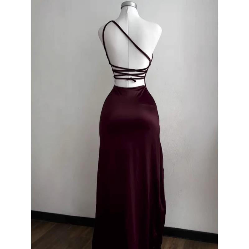 Neue Mode Sommer Sexy Träger Langes Kleid Y2K Rückenfrei Ärmellos Elegant Party Bodycon Hoher Schlitz Lange Kleider Damen Einfarbig Damenbekleidung